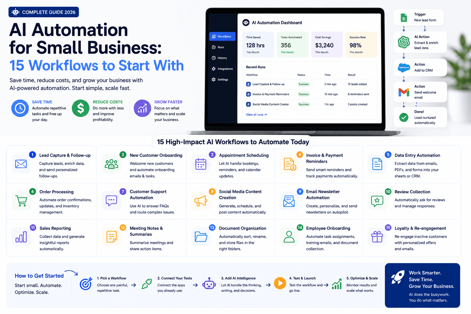 AI Automation for Small Business: 15 Workflows to Start With