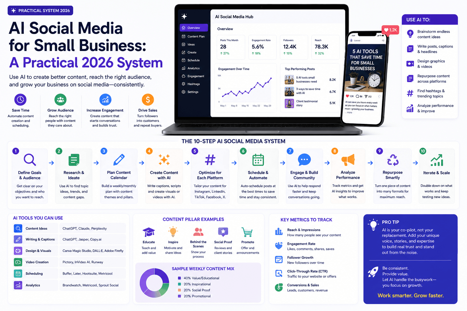 AI Social Media for Small Business (2026): System, Workflow & Tool Stack